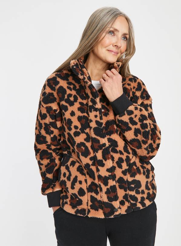 Buy Animal Print Borg Zip Through Fleece 24 Hoodies and